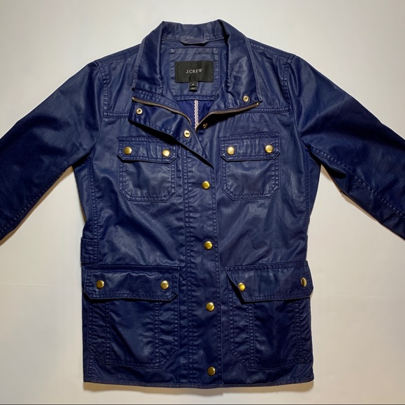 J. CREW Downtown Waxed Cotton Field Jacket Blue - Picture 6 of 12